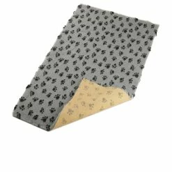 Bronte Grey Paw Print Dog Bed Fleece 75 X 100cm