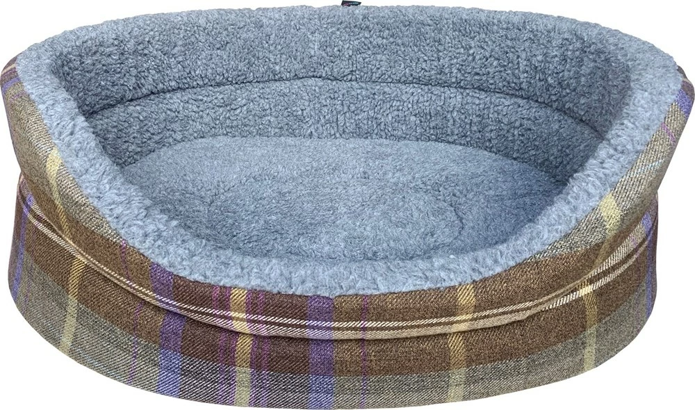 Brown Check Luxury Country Bed - Medium