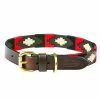 Weatherbeeta Polo Leather Collar Cowdray Brown/Black/Red/White Small