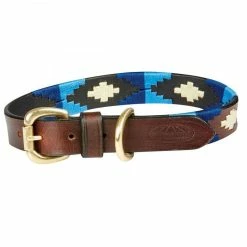Weatherbeeta Polo Leather Collar Cowdray Brown/Blue Small