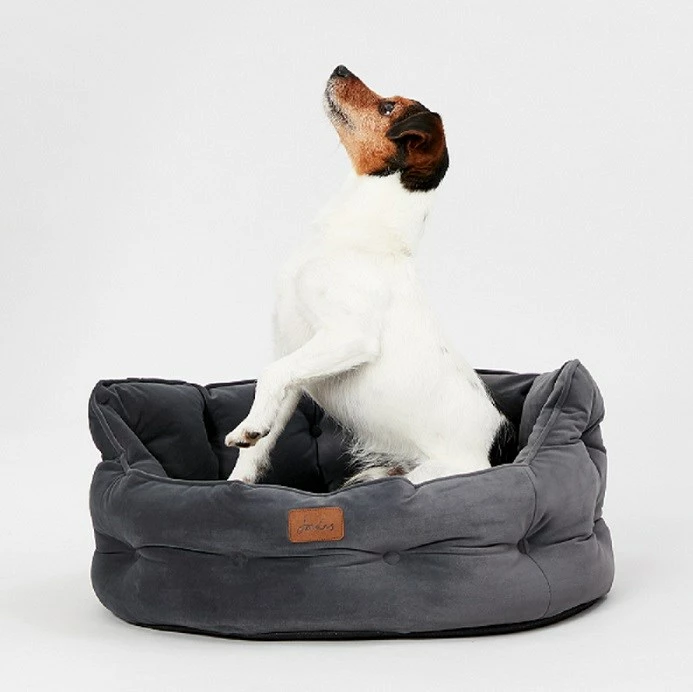 Joules Chesterfield Pet Bed Grey Small