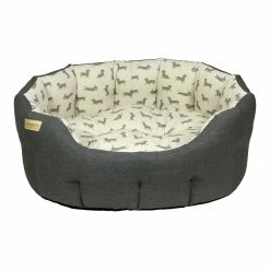 Classic Brushed Dachshund Bed Grey - Small